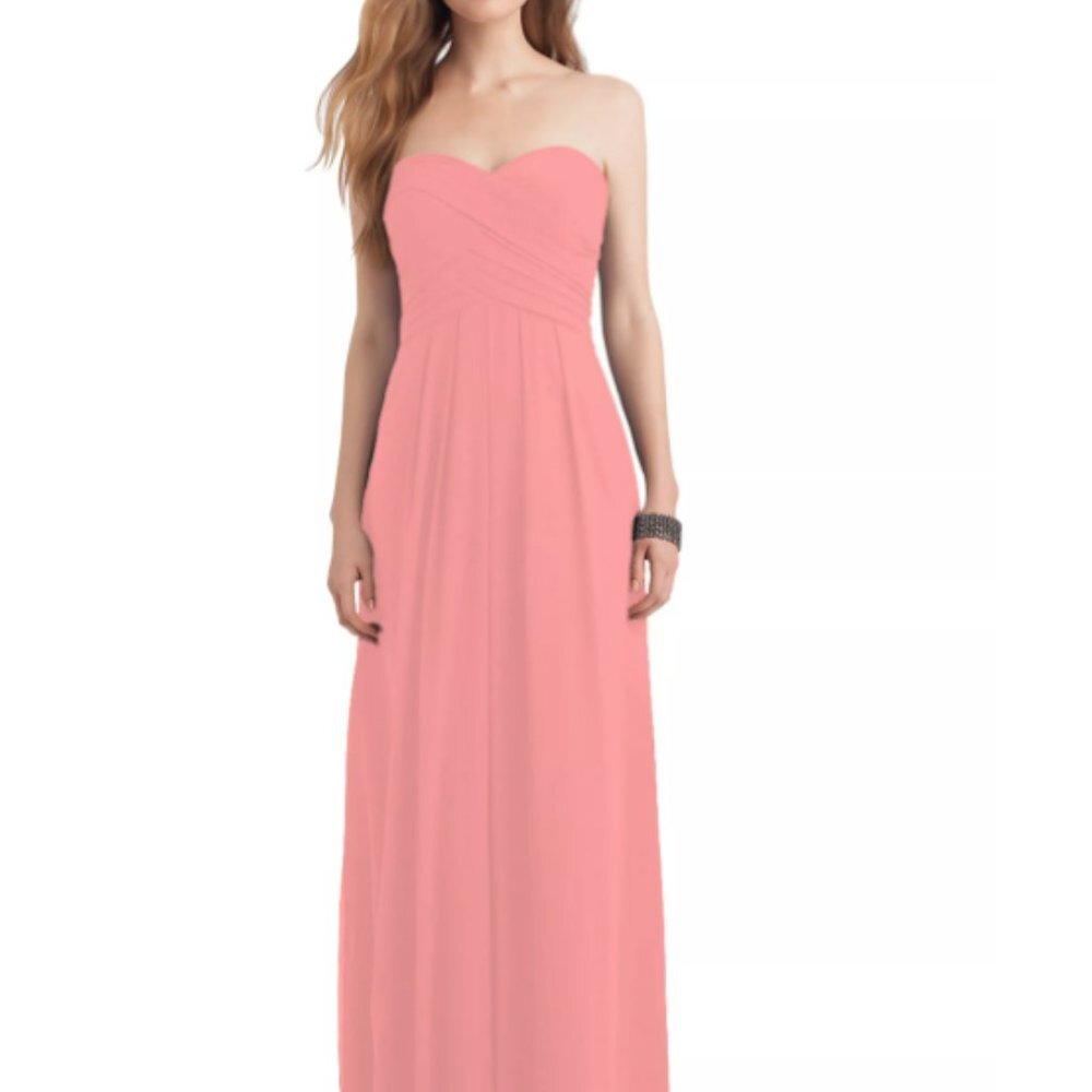 Bill Levkoff Dress- Coral Chiffon Sweetheart Floor Length Gown size 10